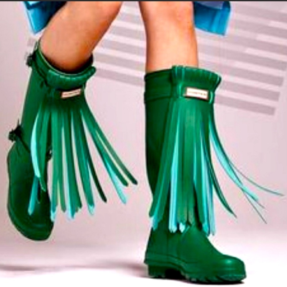 😍BRAND NEW HUNTER FRINGE FOREST GREEN RAINBOOTS!!
